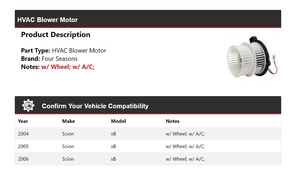 适用于 2004 - 2006 Scion xB HVAC 吹风机电机 2005 年 4 季 — 第 2/4 张图片