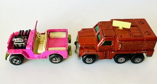 VINTAGE 1971 MATCHBOX No. 2 JEEP HOT ROD PINK + ROLAMATICS BADGER LOT - Picture 2 of 5
