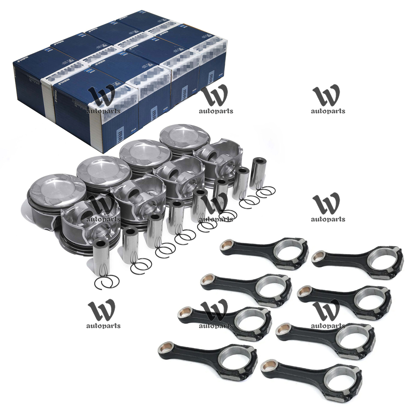 8Pcs Piston & Rings Kit+Con Rods for Mercedes-Benz G63 S63 W212 W463 M157 5.5L