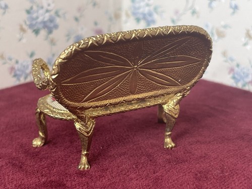 Small Scale Gold Petit Needlepoint Louis the 14th Miniature Settee - Picture 4 of 9