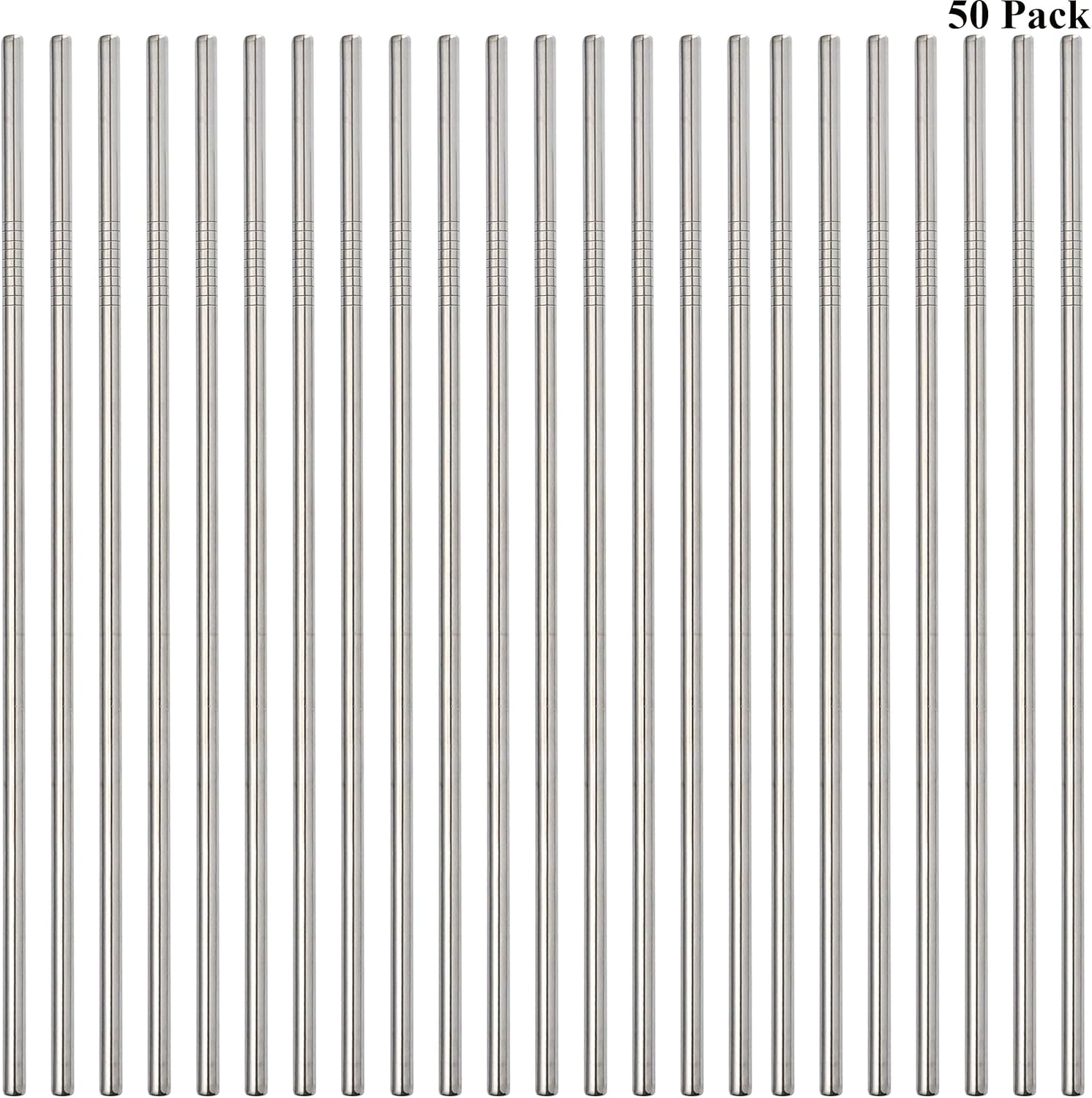 50-Pack Stainless Steel Straws,Reusable Metal Straws in Bulk Super Long 10.5 Inc