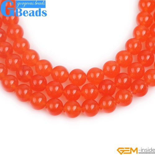 Orange Jade Gemstone Round Beads For Jewelry Making Free Shipping Strand 15" - Picture 23 of 35