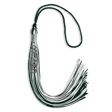 Endea Graduation Hunter Green/White Mixed Color Tassel With Stacked Silver Date