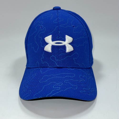 Under Armour Boys Youth Baseball Hat Cap Sz S/M Blue Camo Outline Small Medium