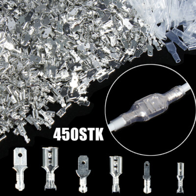 450x Flachstecker Flachsteckhülsen Kabelschuh mit Isolation 2,8mm 4,8mm 6,3mm