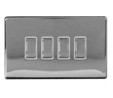 Arlec 10A 4 Gang 2 Way Screwless Plate Light Switch 9041GBCH Polished Chrome NEW