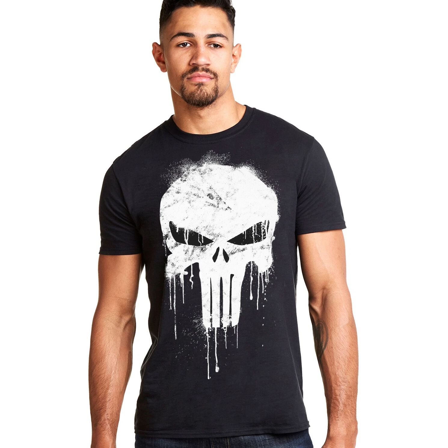Marvel Mens The Punisher T-shirt Skull Black S-XXL Official