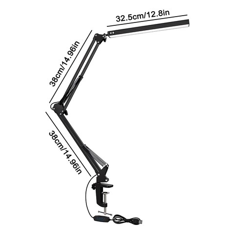 Lamp Desk Architect Arm Swing Adjustable Light Table Task Clamp Black Metal USA - Picture 15 of 17