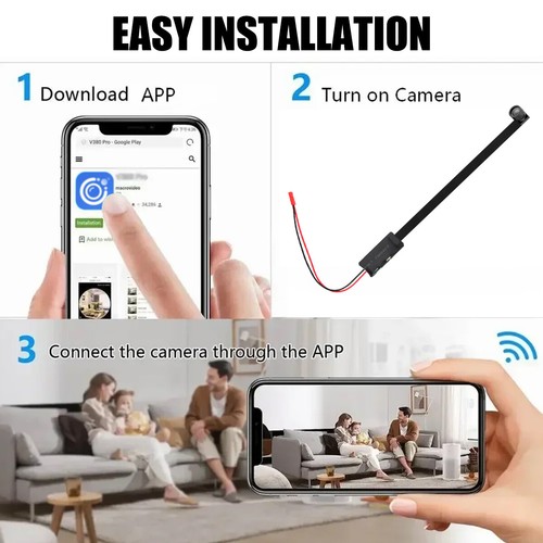 Telecamera IP WiFi wireless mini fai da te Pinhole Cam HD 1080P DVR rilevamento movimento 32 GB - Foto 9 di 21