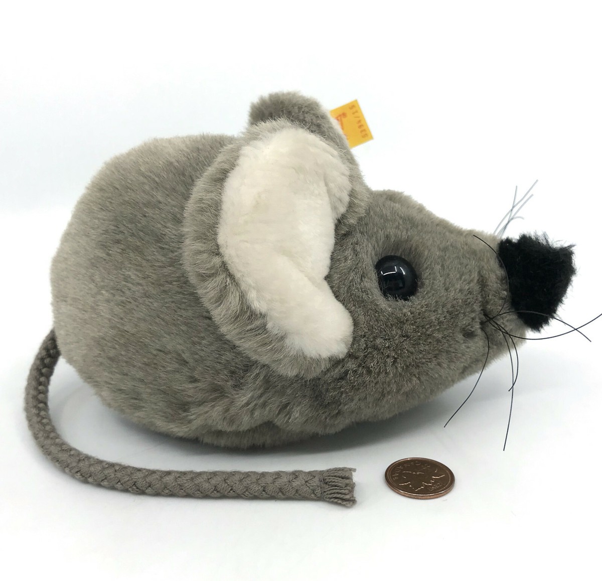 Steiff Cosy Fiep Mouse 1980s Gray Plush 15cm 6in ID Button Tags
