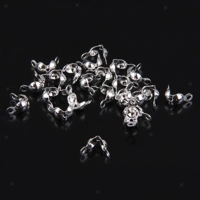 20 Stck. Neu 4 mm Perlen Spitze Muschel Knoten Abdeckungen Zum Selbermachen Schmuck Handwerk Silber