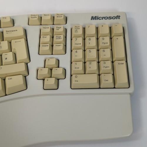 Microsoft Natural Keyboard Elite Ergonomic PS2 Wired E06402PS2 0005703E Yellowed - Picture 4 of 11