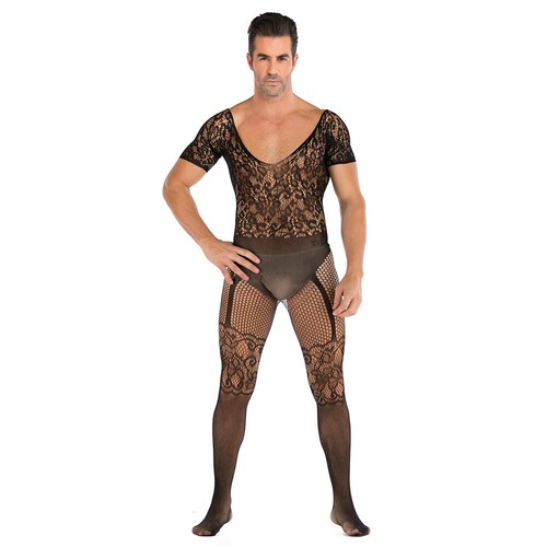 Hombres Lencería Malla Cuerpo Medias Pantimedias Body Ver a través de Ropa Interior Erótica - Imagen 61 de 162