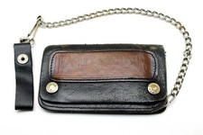 Vintage Harley-Davidson Motorcycle Black Brown Leather Wallet W/Chain Belt Loop