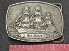 PEWTER RED JACKET SHIP BELT BUCKLE MADE BY BLAISDELL