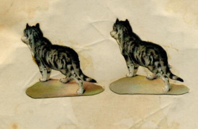 Oblaten 2 Katzen etwa 1895