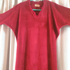 Evelyn Pearson Red Long Velvet Nightgown S Pull Over Night Gown Lounge Robe VTG