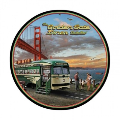 San Francisco Cable Car Diner Golden Gate Bridge Retro Sign Blechschild Schild