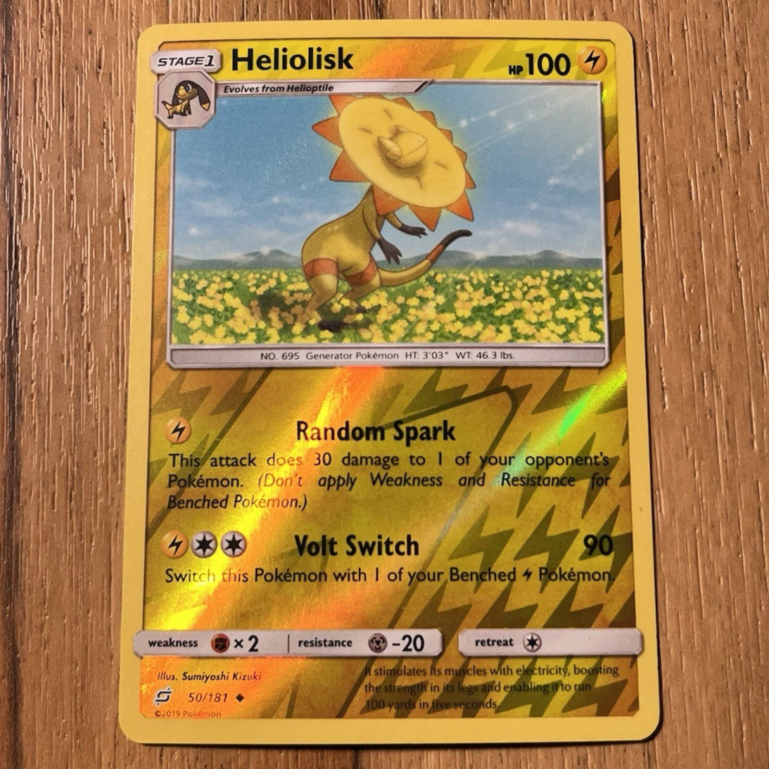 Heliolisk 50/181 Sun & Moon Team Up Reverse Holo Pokemon Card NM