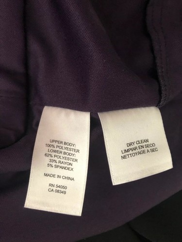 Jones New York New Dress Purple Solid Short Sleeve Ruffled Fancy Front Size 14 - Picture 9 of 9