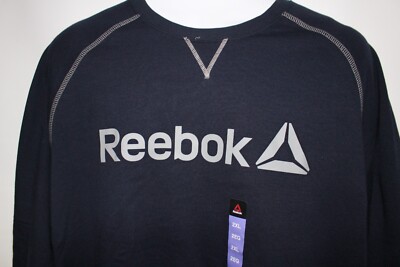 REEBOK NAVY L/S CREWNECK SWEATSHIRT SZ: 2XL 2X XXL NWT