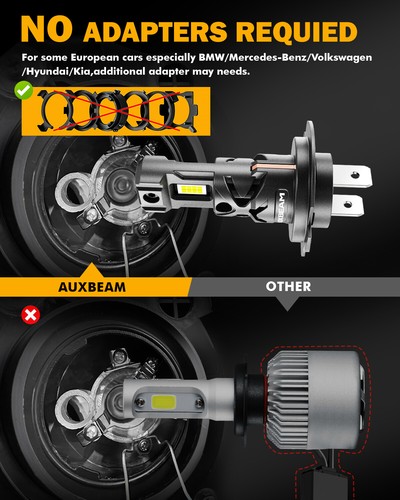 2x Kit de bombillas de faros LED AUXBEAM H7 haz alto/bajo 24000LM blanco súper brillante - Imagen 6 de 12
