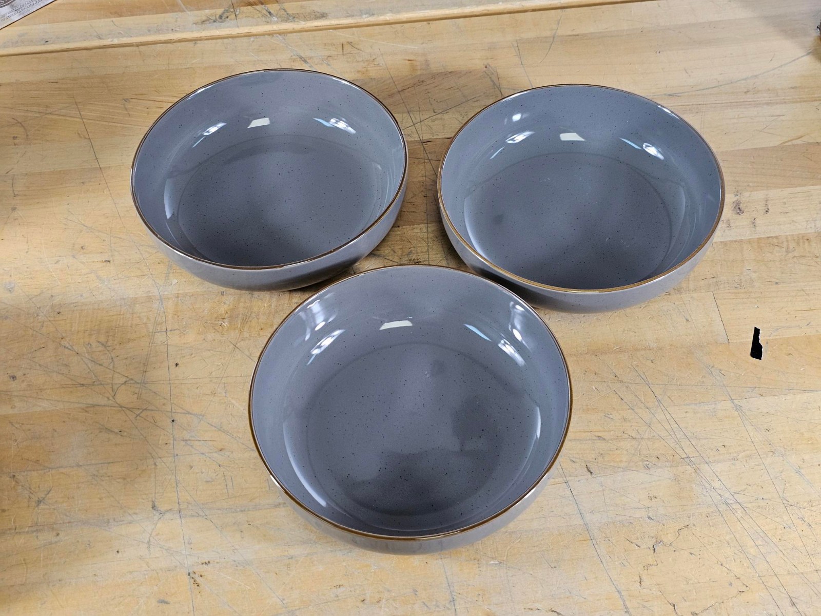 3 PACK - 8" Dinner Bowls - Over&Back Options Dinnerware Stoneware Speckled Grey