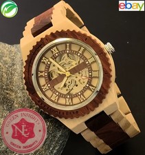 Wooden Automatic Mechanical Watch??Hand Made Walnut Bamboo Self-Winding BOHO??