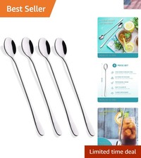 9-Inch Long Handle Iced Tea Spoon, Coffee Spoon, Ice Cream Spoons, Stainless ...