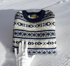 Vintage Eddie Bauer Fair Isle Wool Crewneck Knit Nordic Sweater Men's Medium