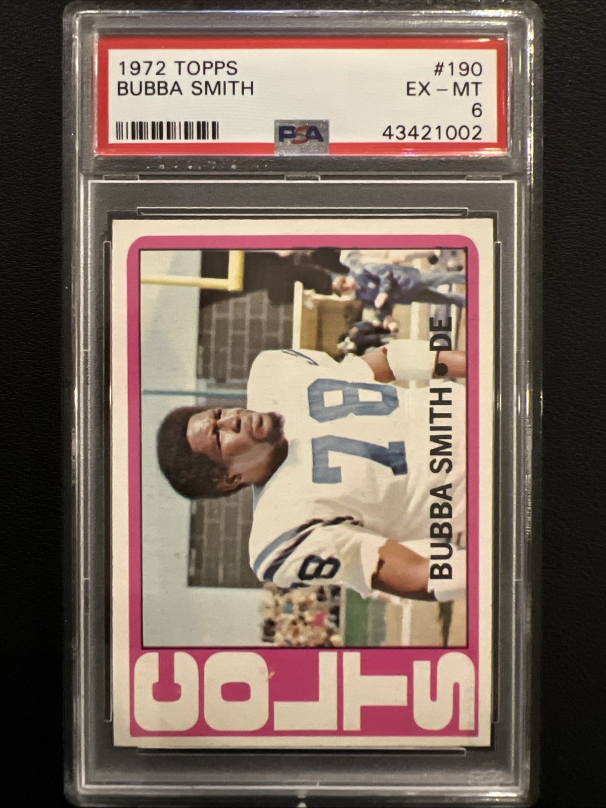 1972 Topps Football Card #190 Bubba Smith PSA 6 EX - MT