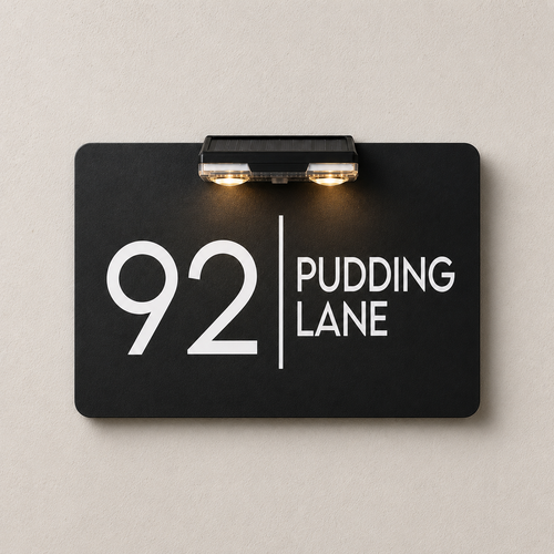 House Number Plaques Door Personalised House Signs Bright LED Solar 9 Light Mode - Picture 5 of 26
