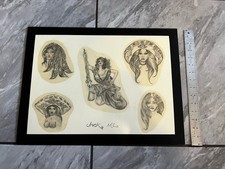 1980 VINTAGE Cactus Jack Traditional Tattoos Flash Sheet San Francisco Cholas