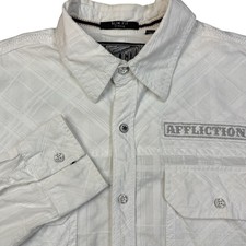 Affliction Black Premium Button Down Shirt Mens XL White Embroidered Eagle LTD