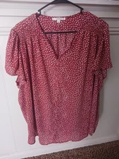 Fun2Fun Polyster Vneck Blouse Womens Sz 3x