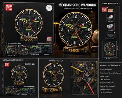 Mould King Mechanische Wanduhr Creative Idea 10160 Motor 3675 Teile ab 14+