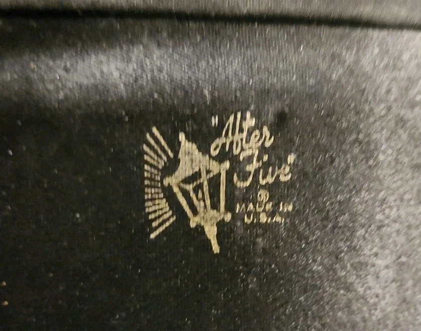 Vintage 1950's After Five Purse Black Evening Clutch Bag with Rhinestone Clasp - Image 4 of 4