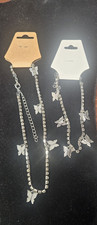 Butterfly and Rhinestone Chocker Necklace and Bracelet set