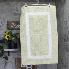 Better Trends Rectangle Textured Patterned Cotton Bath Rug Green / White 22x35