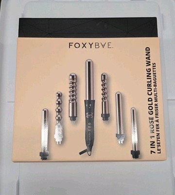 FoxyBae 7-in-1 Rose Gold Titanium Hair Curling Wand Set New In Box