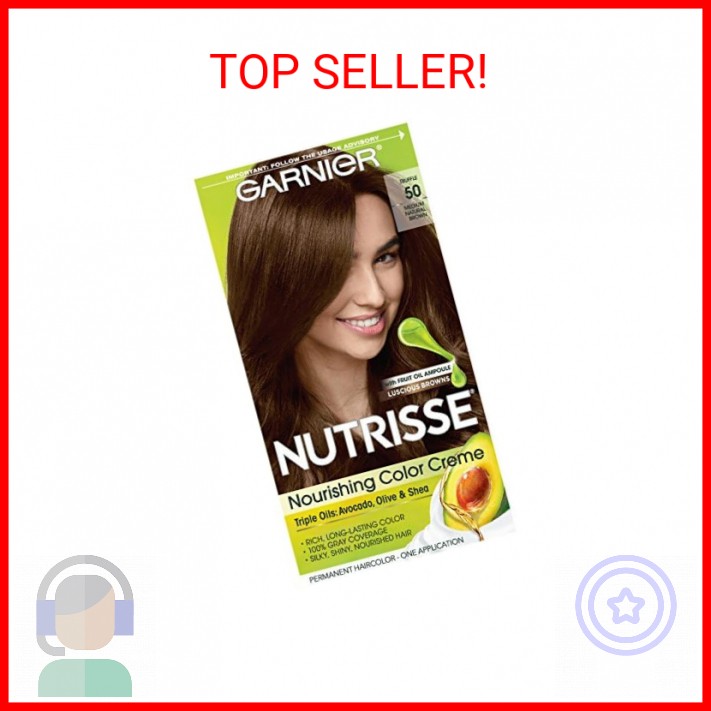 Garnier Nutrisse Nourishing Hair Color Creme, 50 Medium Natural Brown (Truffle)
