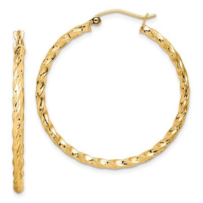 Creolen 36 mm 10 Karat Gelbgold gedreht glänzend geschliffen 35 mm