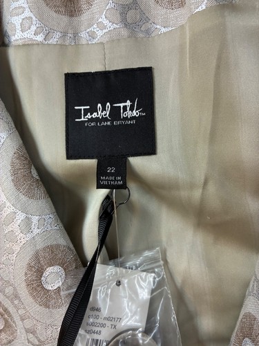 Isabel Toledo Lane Bryant Long Jacket Circles Silver/Beige Size 22 NWT - Picture 3 of 13