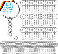 80 StüCk SchlüSselanhäNger Mit Kette 25Mm SchlüSselringe Silber Basteln