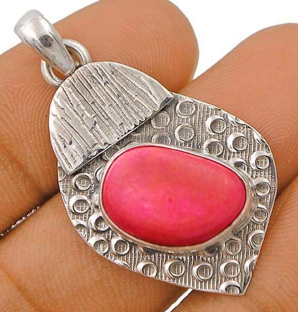 Natural Pink Opal Australia 925 Solid Sterling Silver Pendant Jewelry