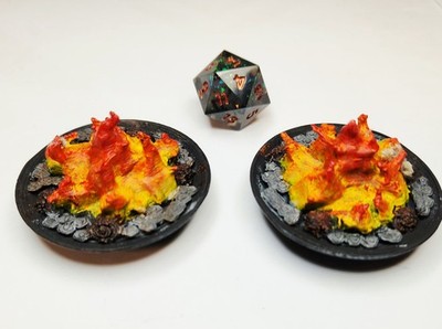 Set of 2 Hand-Painted 3D Printed Campfires D&D Miniature Terrain Highly Detailed