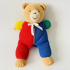 Vtg Eden Primary Colours Thermal Waffle Weave Teddy Bear 11" Stuffed Plush Lovey