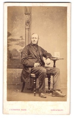 Photograph J. Edwards, Shrewsbury, Gentleman with Whiskers Sitting on Chair 