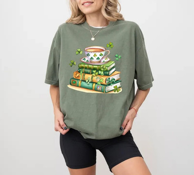 St Patrick s Day Books Shirt Book Lover Irish Comfort Tee