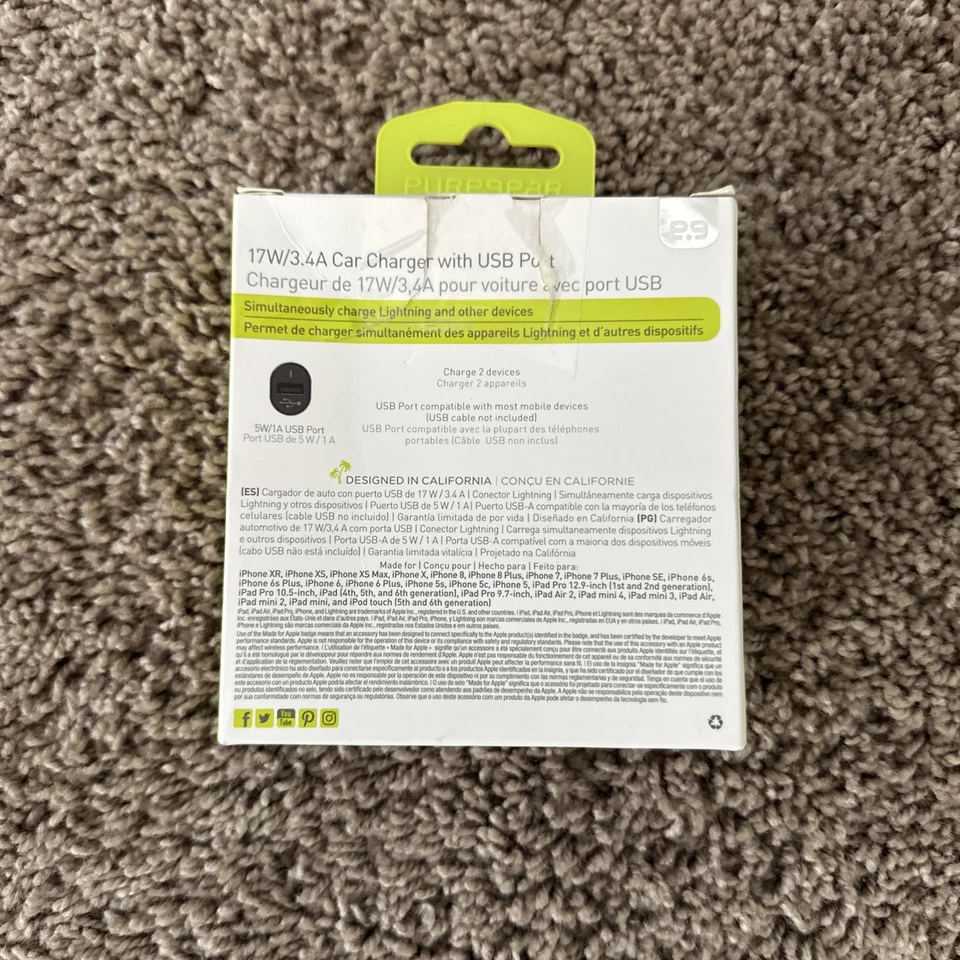 Puregear 17w/3.4A Car Charger (Micro USB) /w USB Ports / Charges 2 Devices - Image 2 of 4